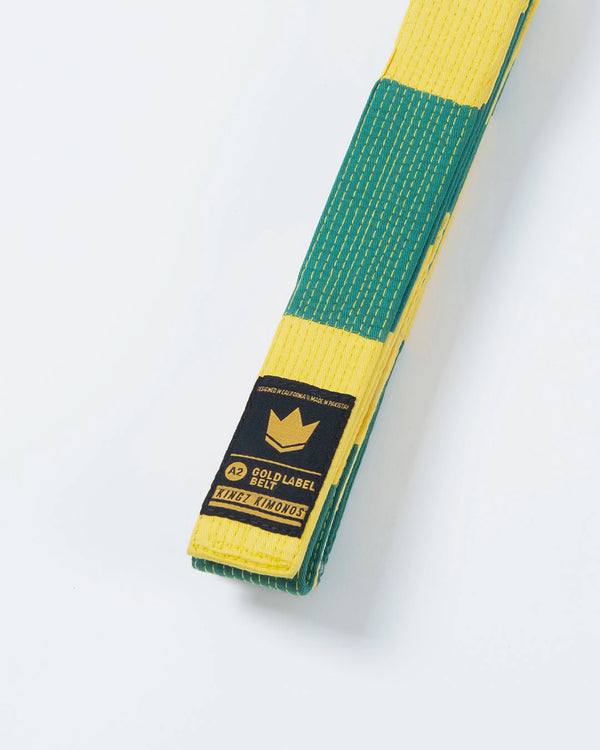 Kingz Gold Label V2 BJJ Belt - Yellow/Green