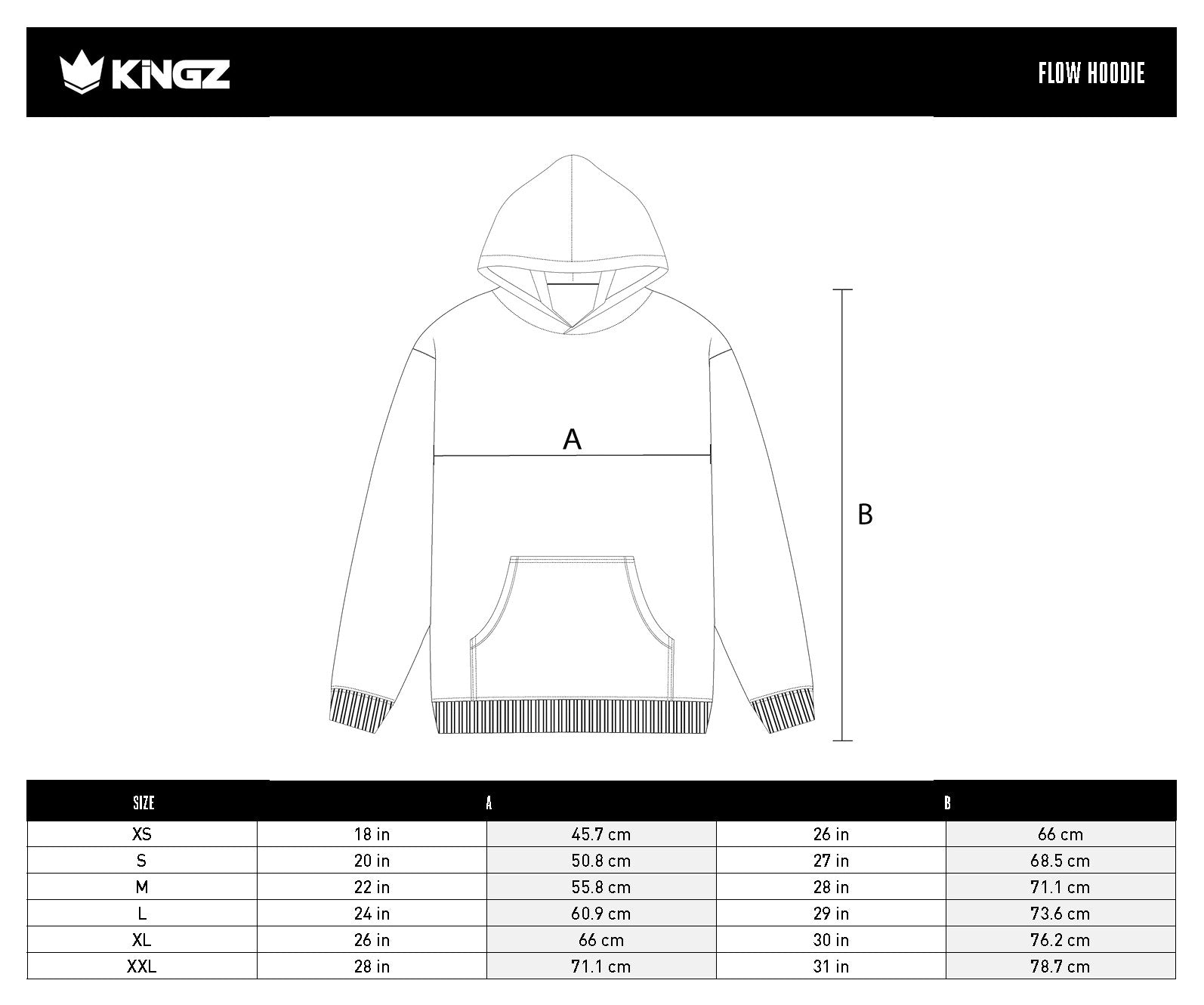 Flow Hoodie size chart