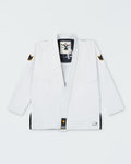 Kingz Legends Never Die Respect Women's Gi - White - Flat Lay Product Only White Gi Black Crown Badge Collar Patch Gold Crown Shoulder Patches BJJ Training Gi [color:White]