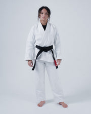 Kingz Born to Rule Women's Jiu Jitsu Gi White - Full Body Front View Female Athlete White Gi Black Belt Minimalist Design Subtle Logo Patch Comfortable Fit BJJ Gi Training [color:White]
