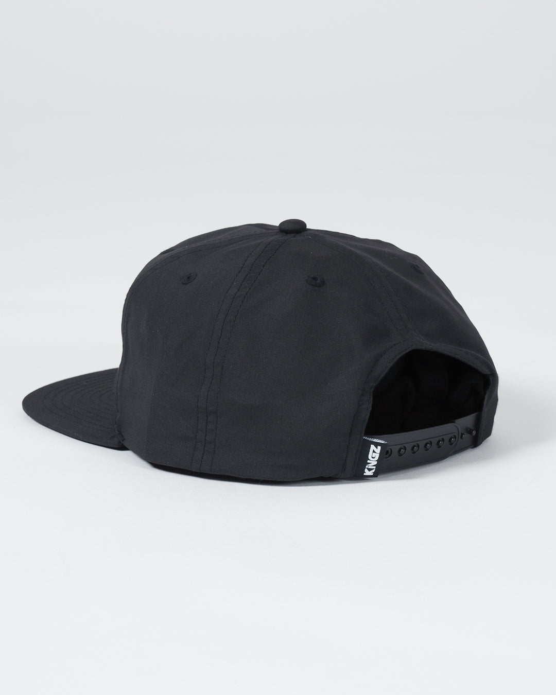 Crown Patch 5-Panel Strapback Hat - Black