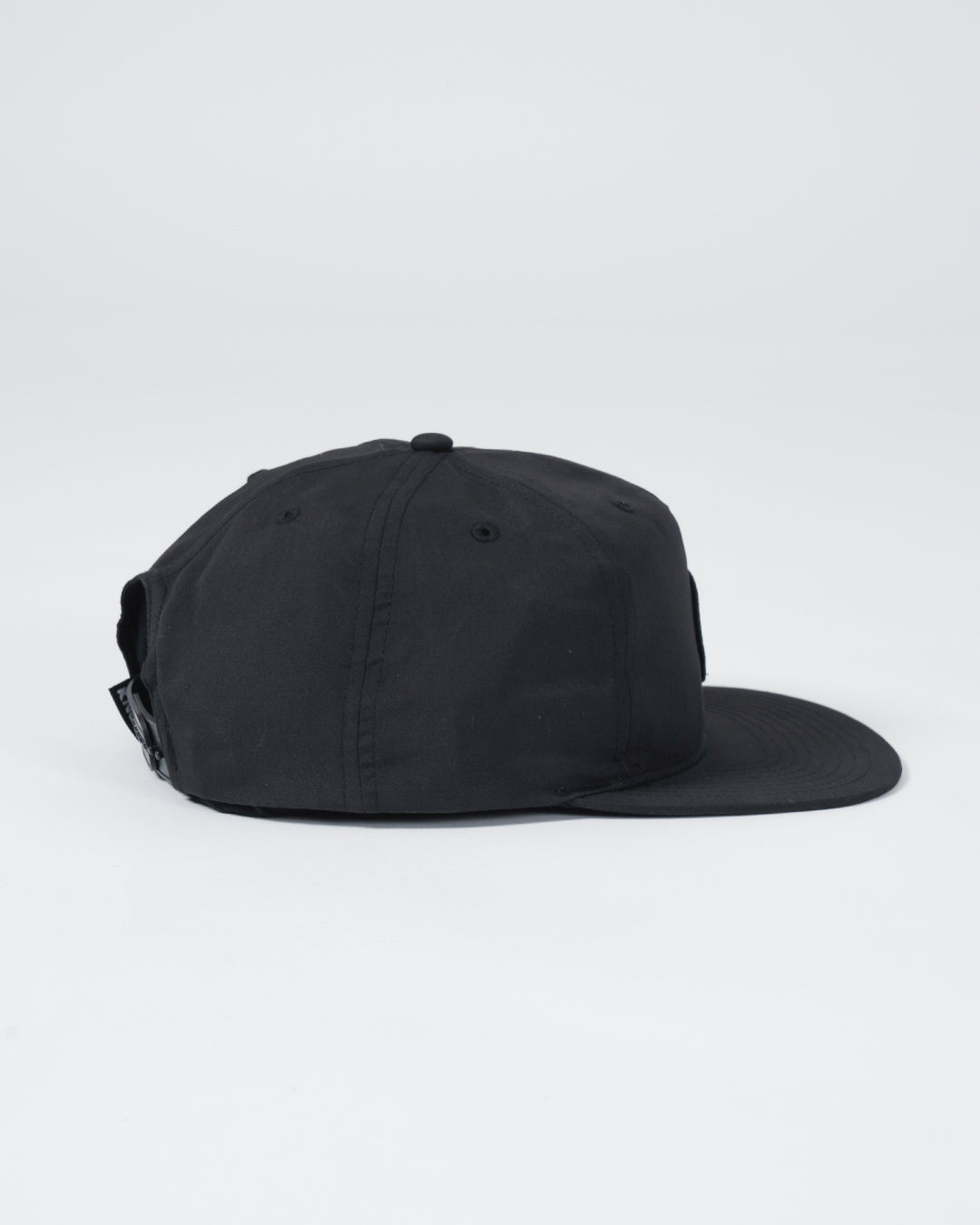 Crown Patch 5-Panel Strapback Hat - Black