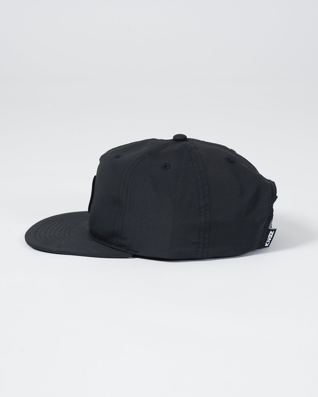 Crown Patch 5-Panel Strapback Hat - Black
