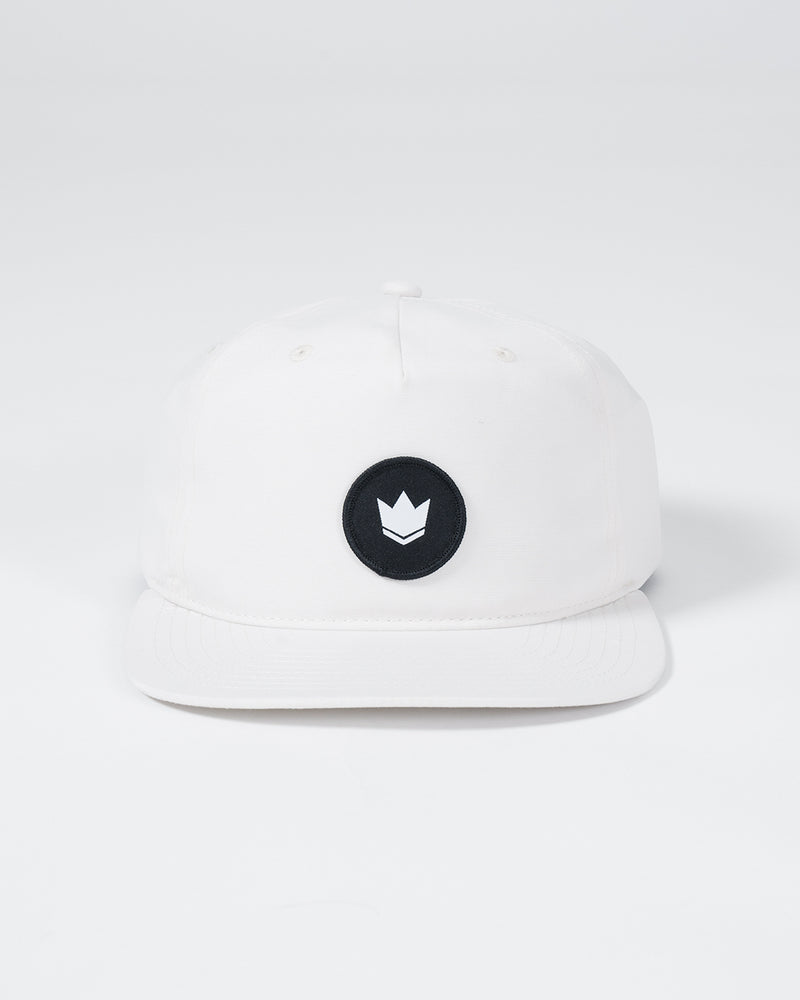 Crown Patch 5-Panel Strapback Hat - Natural