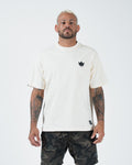 Kingz Kore V2 Tee - Front View - Crown Logo Chest Print - Beige Heavyweight BJJ Casual T-Shirt