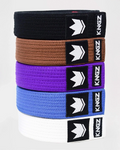 Kingz Gi Material Premium V2 Belts - All Rank Colors Stacked View - Pearl Weave BJJ Rank Belts