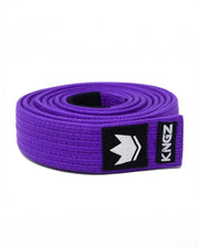 Kingz Gi Material Premium V2 Belt - Purple Belt Coiled View - Pearl Weave Cotton BJJ Rank Belt