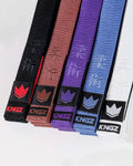 Kingz Reign Supreme BJJ Belt - All Rank Colors Front View - Kanji Embroidery - Brazilian Jiu-Jitsu
