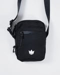 Kingz Side Bag Black - Front View - Compact Crossbody Bag with Crown Logo - BJJ Training Carry Bag