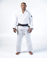 Kingz Kore V2 Jiu Jitsu Gi - White - Full Body Front View Male Athlete Black Belt Crown Logo Shoulder Classic Fit Durable Fabric BJJ Gi Training Martial Arts [color:White]