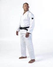 Kingz Kore V2 BJJ Gi White - Competition Kimono Full Length Side View Worn On Model
