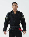 Kingz Comp 450 V6 BJJ Gi Black 2023 version front view male athlete wearing black belt on jacket