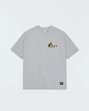 Kingz Jiu Jitsu Culture Tee - Flat Lay Front - BJJ Grappler Chest Graphic Heavyweight Cotton - Heather Grey BJJ Tee
