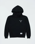 Kingz Respect Youth Hoodie - Flat Lay Front - Respect Earned Not Given Chest Graphic - Black - Youth BJJ Hoodie