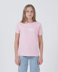 Kingz Flow Youth Tee - Worn View - Model Front with Kingz Chest Print - Pink Youth BJJ Lifestyle Tee