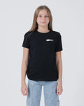 Kingz Shades Youth Tee - Worn View - Model Front with Chest Graphic - Black Youth BJJ Lifestyle Tee