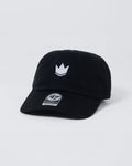 Kingz Kore Dad Hat Black - Angled Front View Embroidered White Crown Logo Center Black Cotton Curved Brim Adjustable Back Casual Fit BJJ Training Hat [color:Black]