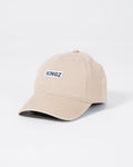 Kingz Slant Dad Hat - Beige - Angled Front View Embroidered KINGZ Patch Center Panel Soft Cotton Curved Brim Casual Fit BJJ Training Apparel [color:Beige]