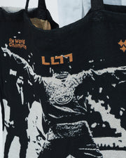 Kingz Legends Never Die Respect Women's Gi - White - Close-Up Detail View Black Graphic Print LLT Orange Text Crown Badge BJJ Gi [color:White]